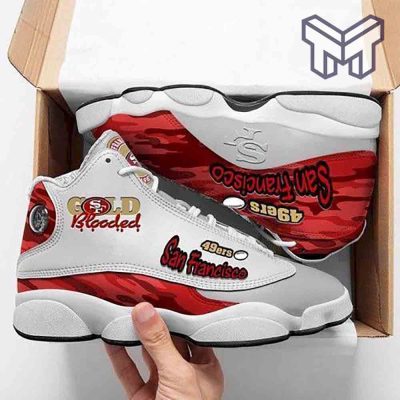 San Francisco 49Ers Air Jordan 13, Nfl Teams Football Big Logo White Black J13 Shoes Gift For Fans