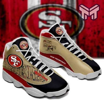 San Francisco 49Ers Air Jordan 13,Nfl Big Logo Football Team White Black J13 Shoes Type02