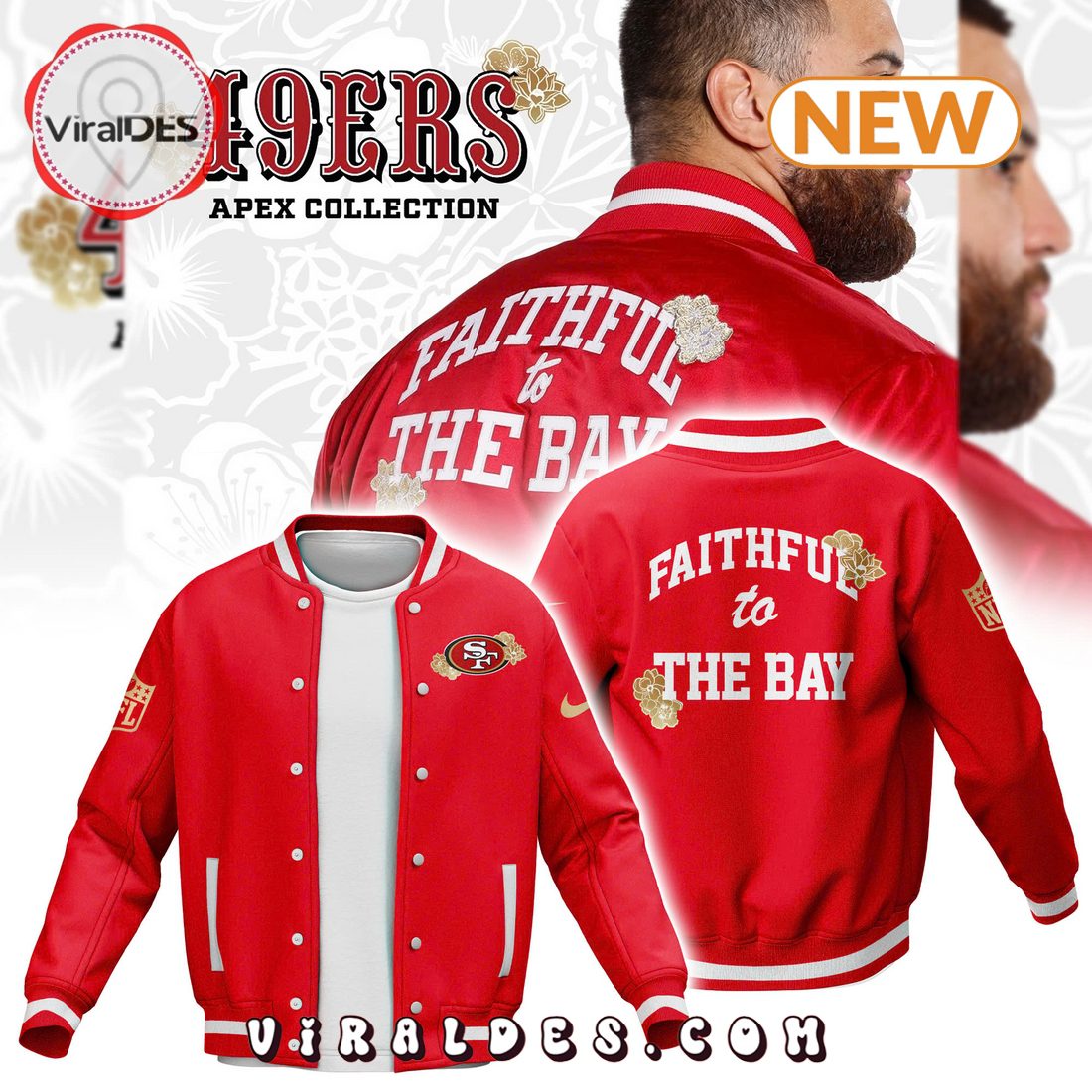 San Francisco 49ers Apex Faithful To The Bay Baseball Jacket San Francisco 49ers Apex Faithful To The Bay Baseball Jacket