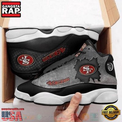 San Francisco 49Ers NFL Team Black Air Jordan 13 Shoes