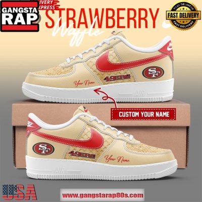 San Francisco 49ers Strawberry Waffle Limited Edition Air Force 1 Shoes Running Sneakers