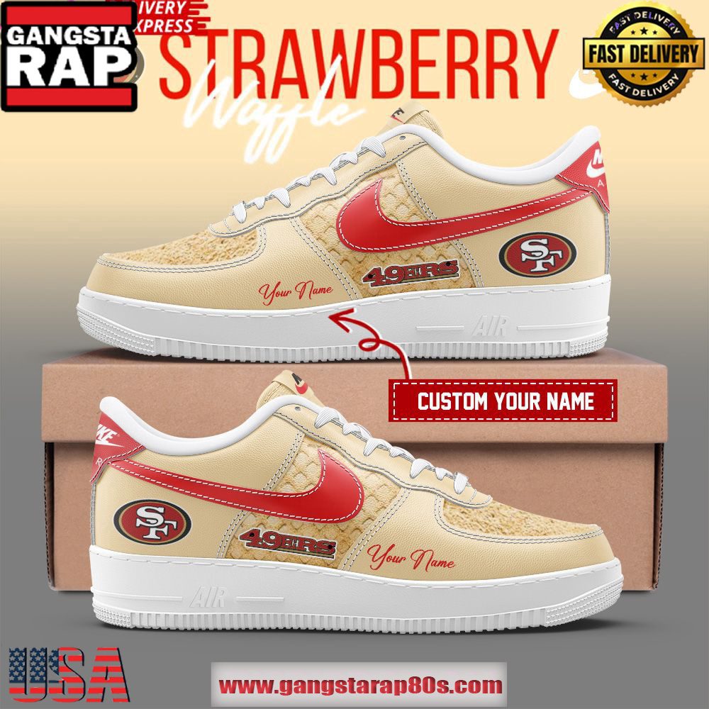 San Francisco 49ers Strawberry Waffle Limited Edition Air Force 1 Shoes Running Sneakers San Francisco 49ers Strawberry Waffle Limited Edition Air Force 1 Shoes Running Sneakers