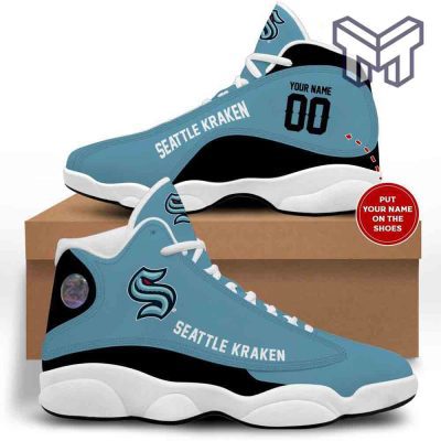 Seattle Kraken Air Jordan 13, Nhl Retro White Black J13 Shoes Custom Shoes