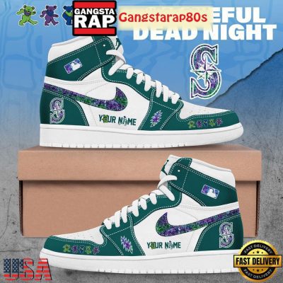 Seattle Mariners x Grateful Dead Night Custom Special Edition Air Jordan 1 Sneakers Shoes
