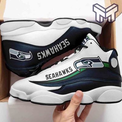 Seattle Seahawks Air Jordan 13,Nfl Fans Sport Shoes Team White Black J13 Shoes