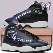 Seattle Seahawks Air Jordan 13 Nfl Football Helmet Football Team Sneaker White Black J13 Shoes.jpg - demo10