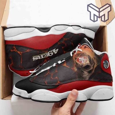 Skull San Francisco 49Ers Air Jordan 13,Nfl Fan?S Sport White Black J13 Shoes
