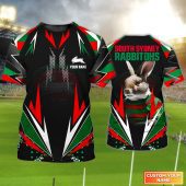 South Sydney Rabbitohs T-Shirt Personalized Name 3D Tshirt Rabbit Symbol Tee Gift For Nrl Fan Tad 10 Mid