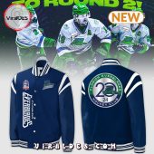 Special New Florida Everblades 2024 Navy Baseball Jacket Rocking Picture - demo10