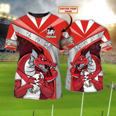 St. George Illawarra Dragons Personalized Name 3D Tshirt Gift For Nrl Fan Tad 01