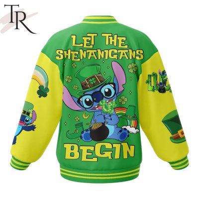 Stitch Let the Shenanigans Begin St. Patrick's Day Baseball Jacket