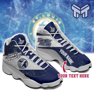 Tampa Bay Lightning Air Jordan 13,Nhl Retro White Black J13 Shoes Custom Shoes