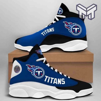 Tennessee Titans Air Jordan 13,Nfl Big Logo Fans Sport White Black J13 Shoes