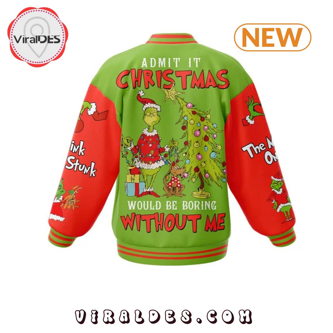 The Grinch Admit It Christmas 2024 Baseball Jacket The Grinch Admit It Christmas 2024 Baseball Jacket