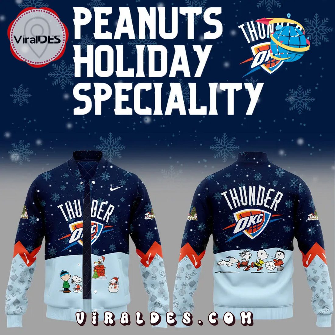 Thunder Peanuts & Snoopy 2025 Baseball Jacket Thunder Peanuts & Snoopy 2025 Baseball Jacket