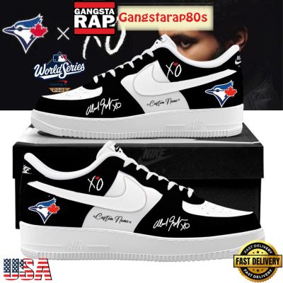 Toronto Blue Jays x The Weeknd World Series 2025 Black Air Force 1 Sneakers Shoes