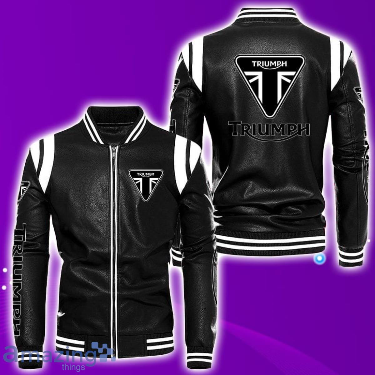 Triumph Motorcycles Black Leather Bomber Jacket Triumph Motorcycles Black Leather Bomber Jacket