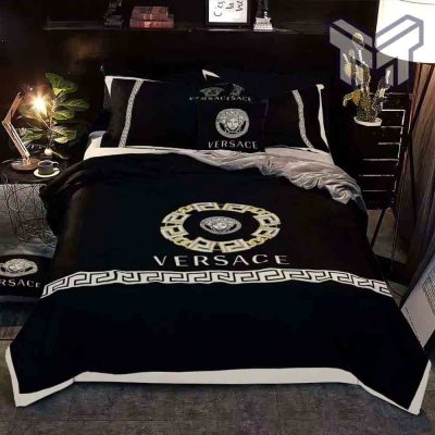 Versace Bedding Set, Gianni Versace Black Luxury Brand High-End Bedding Set Home Decor Type01