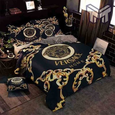 Versace Bedding Set, Gianni Versace Black Luxury Brand High-End Bedding Set Home Decor Type02