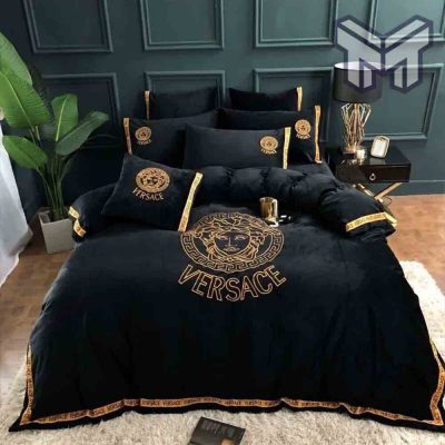Versace Bedding Set, Gianni Versace Black Luxury Brand High-End Bedding Set Home Decor Type04