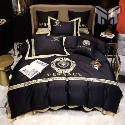 Versace Bedding Set, Gianni Versace Black Luxury Brand High-End Bedding Set Home Decor Type07
