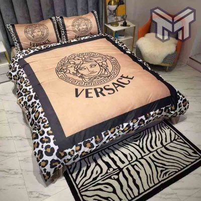 Versace Bedding Set, Gianni Versace Brown Luxury Brand High-End Bedding Set Home Decor
