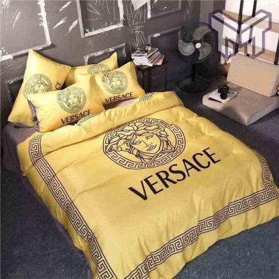 Versace Bedding Set, Gianni Versace Yellow Luxury Brand High-End Bedding Set Home Decor