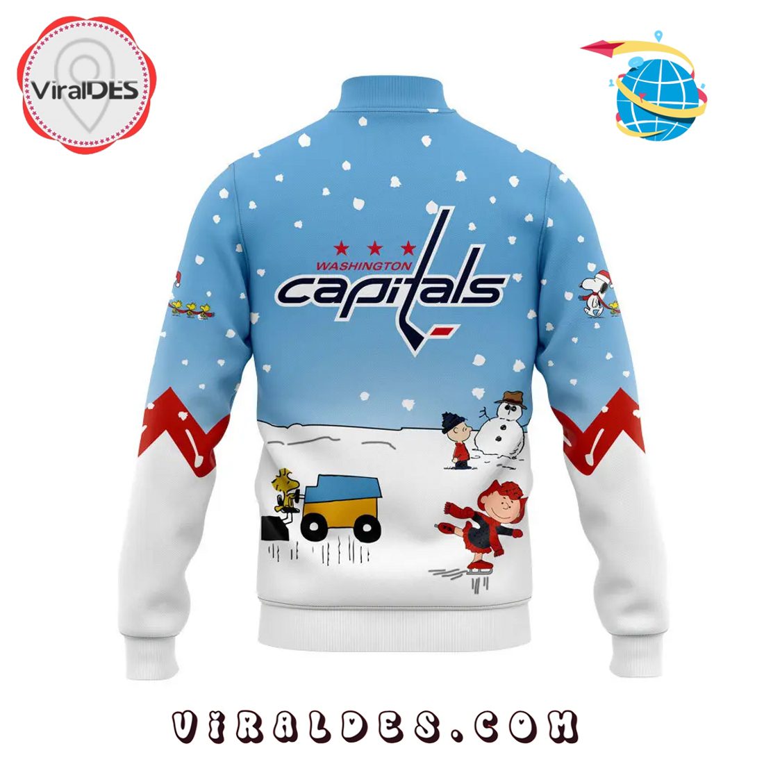 Washington Capitals Peanuts & Snoopy 2025 Baseball Jacket Washington Capitals Peanuts & Snoopy 2025 Baseball Jacket