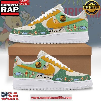 Winnie the Pooh Christmas Holiday Limited Edition Air Force 1 Running Sneakers Shoes