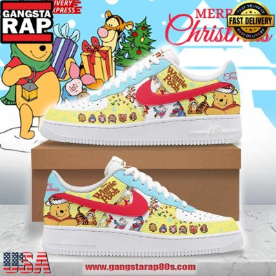 Winnie The Pooh Merry Christmas Limited Edition Air Force 1 Running Sneakers Shoes