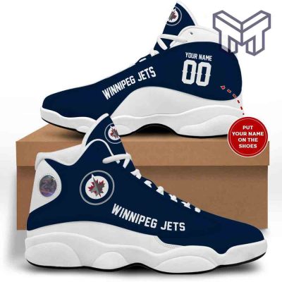 Winnipeg Jets Nhl Retro White Black Air Jordan 13 Sneakers Shoes, Custom Shoes
