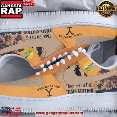 Yellowstone Take 'Em to the Train Station Limited Edition Air Force 1 Shoes Running Sneakers