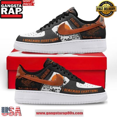 Zach Bryan Remember Everything Limited Edition Air Force 1 Running Sneakers Shoes