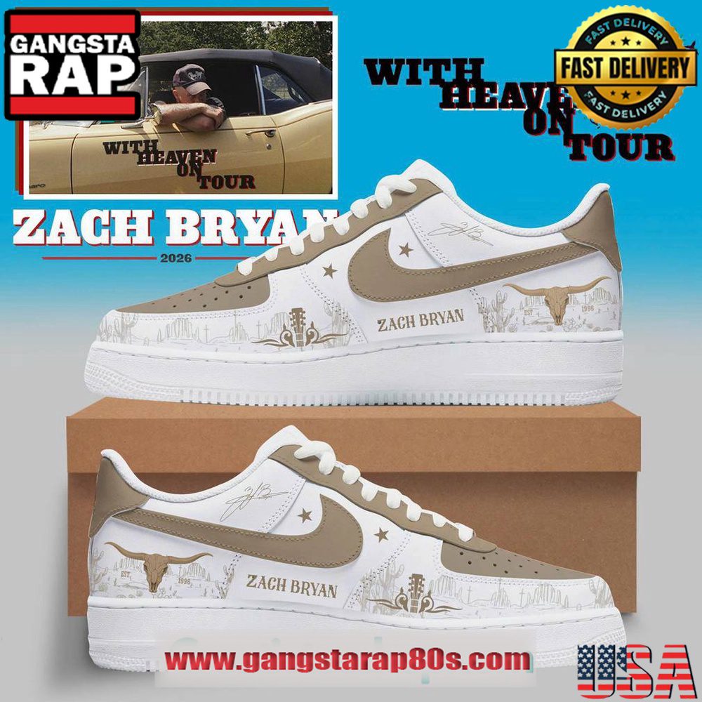 Zack Bryan With Heaven On Tour 2026 Air Force 1 Running Sneakers Shoes Zack Bryan With Heaven On Tour 2026 Air Force 1 Running Sneakers Shoes