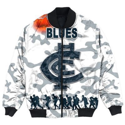 AFL Carlton Blues ANZAC Day - Lest We Forget Bomber Jacket