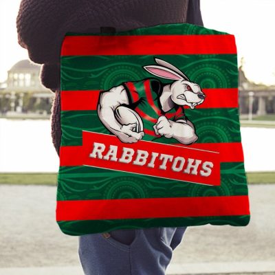 NRL South Sydney Rabbitohs Superman Green Red Indigenous Tote Bag