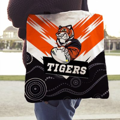 NRL Wests Tigers Black White Indigenous Mascot Tote Bag