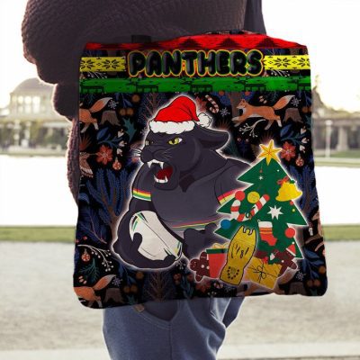 NRL Penrith Panthers Christmas Mascot Navy Indigenous Tote Bag