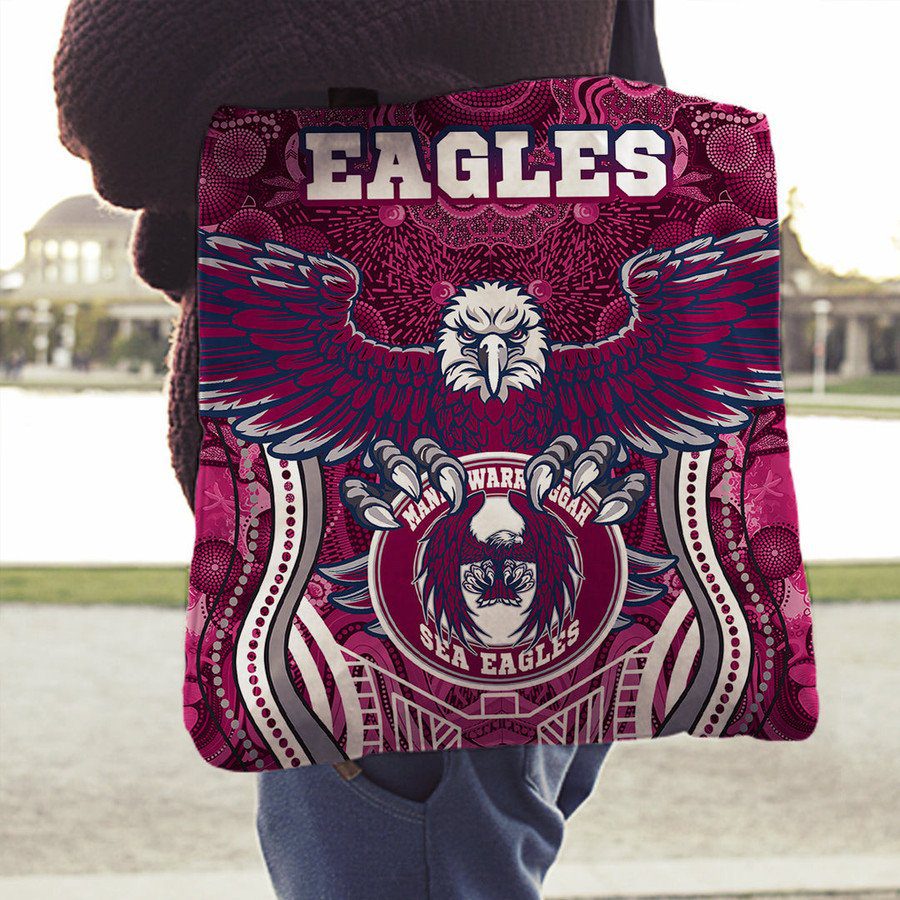 NRL Manly Warringah Sea Eagles Indigenous Mascot Tote Bag NRL Manly Warringah Sea Eagles Indigenous Mascot Tote Bag