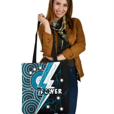 AFL Port Adelaide Indigenous Black Teal Tote Bag V2