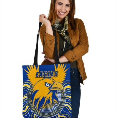 AFL West Coast Eagles Royal Blue Gold Indigenous Tote Bag