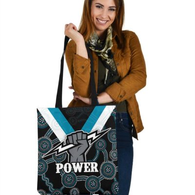AFL Port Adelaide Indigenous Black Teal Tote Bag