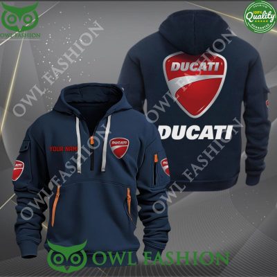 Ducatti Automotive manufacturer Motorcycle Custom Name Color quarter zip hoodie