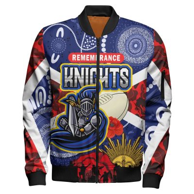 NRL Newcastle Knights ANZAC Day Poppy Flower Bomber Jacket