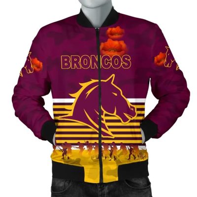 NRL Brisbane Broncos ANZAC Day Simple Style Bomber Jacket