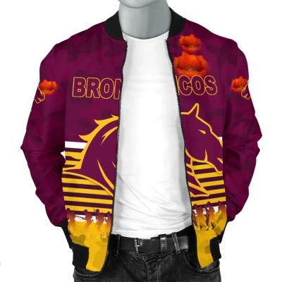 NRL Brisbane Broncos ANZAC Day Simple Style Bomber Jacket