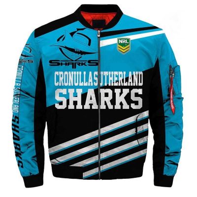 NRL Cronulla-Sutherland Sharks Blue Black Bomber Jacket