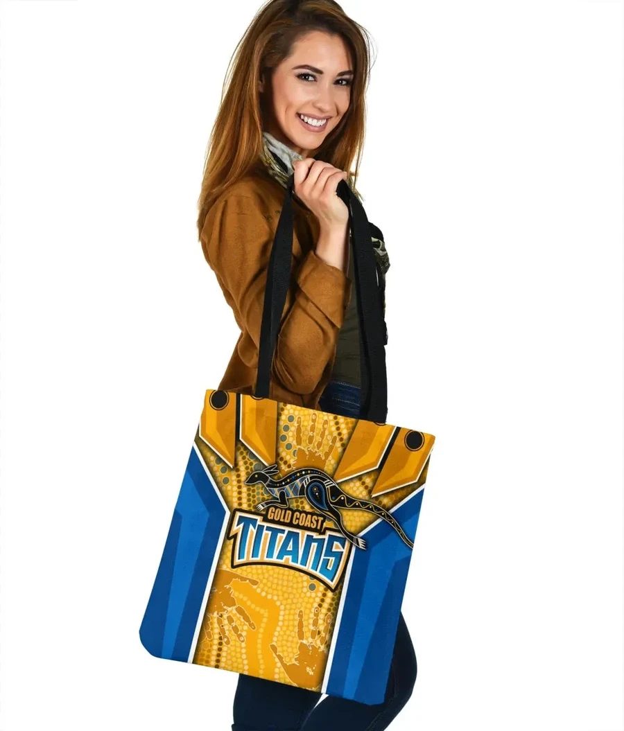 NRL Gold Coast Titans Aboriginal Armor Version Tote Bag NRL Gold Coast Titans Aboriginal Armor Version Tote Bag