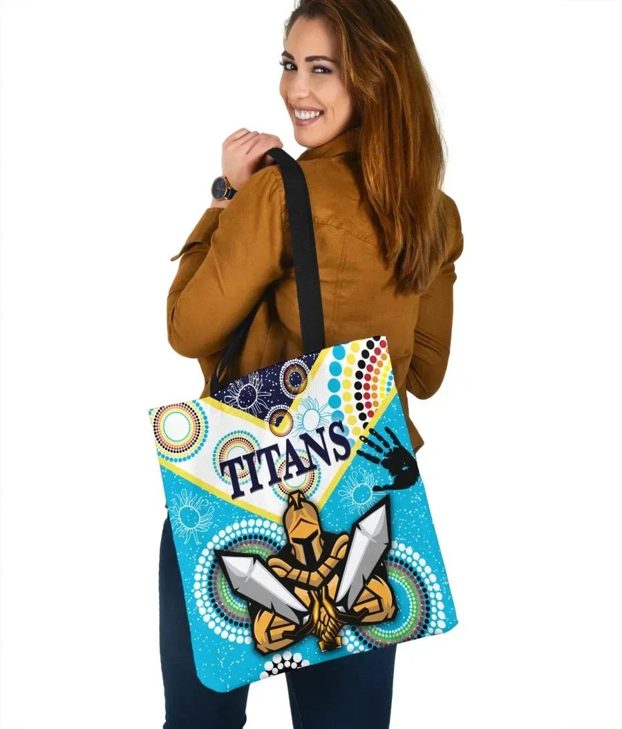 NRL Gold Coast Titans Unique Indigenous Tote Bag NRL Gold Coast Titans Unique Indigenous Tote Bag