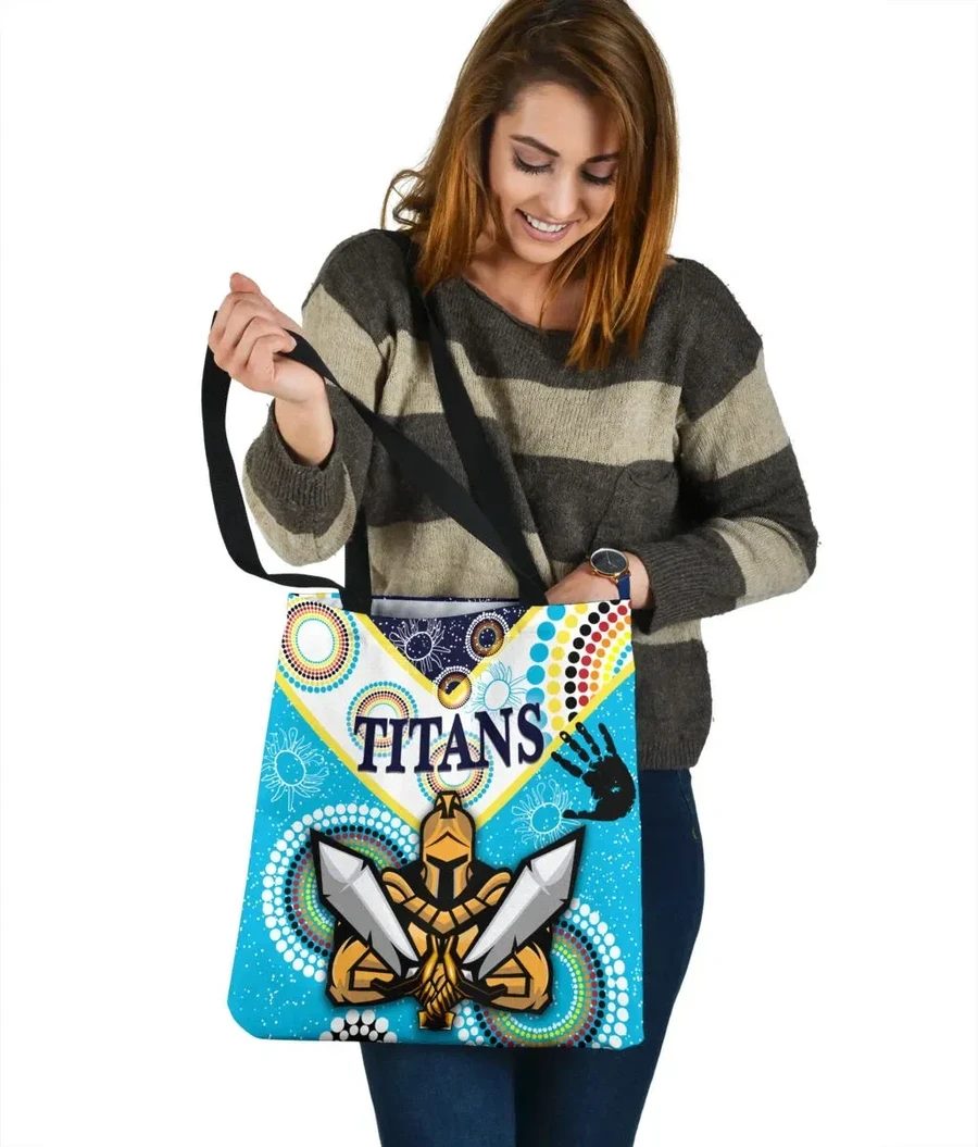 NRL Gold Coast Titans Unique Indigenous Tote Bag NRL Gold Coast Titans Unique Indigenous Tote Bag